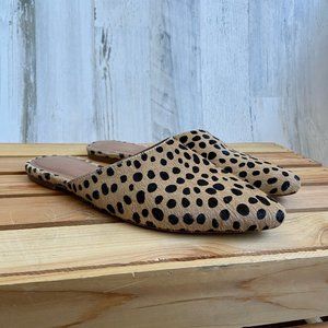 Madewell Size 6 Remi Sand Dune Spotted Calf Hair Mules Animal Print Look